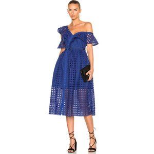 NWT Self Portrait Guipure Dress in Cobalt UK4 US0